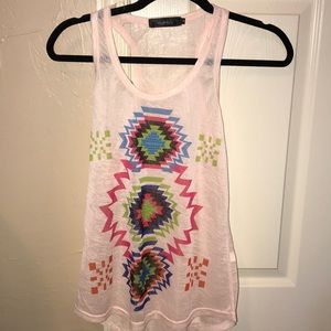 pink tank top with aztec design